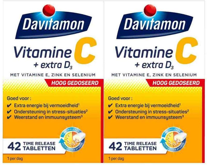Davitamon - Vitamine C Hoog Gedoseerd + Extra D3 - Voordeelverpakking - 2 x 42 Tabletten