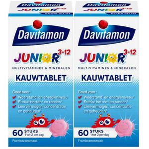 Davitamon - Junior 3+ - Kauwvitamines - Framboos - 60 Kauwtabletten