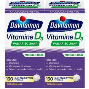 Davitamon - Vitamine D3 - 130 Smelttabletten - Voor 50 Jaar en Ouder