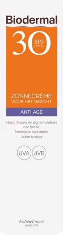 Biodermal - Zonnecrème Gezicht - SPF 30 - Anti Age - Waterresistent