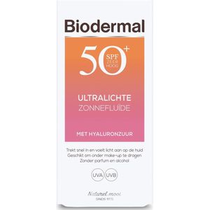 Biodermal - Ultralichte Zonnefluïde - SPF 50+ - Voor Gevoelige Huid - Parfumvrij
