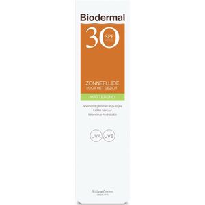 Biodermal - Zonnefluïde Gezicht - SPF 30 - Matterend - Waterbestendig