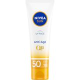 NIVEA - Sun Anti-Age Q10 - Zonnecrème Gezicht - SPF 50 - 3 x 50 ml - Voordeelverpakking