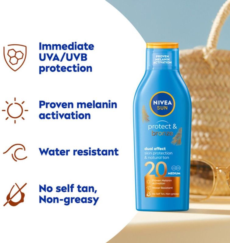 NIVEA - Sun Protect & Bronze - Zonnemelk - 200 ml - SPF 20
