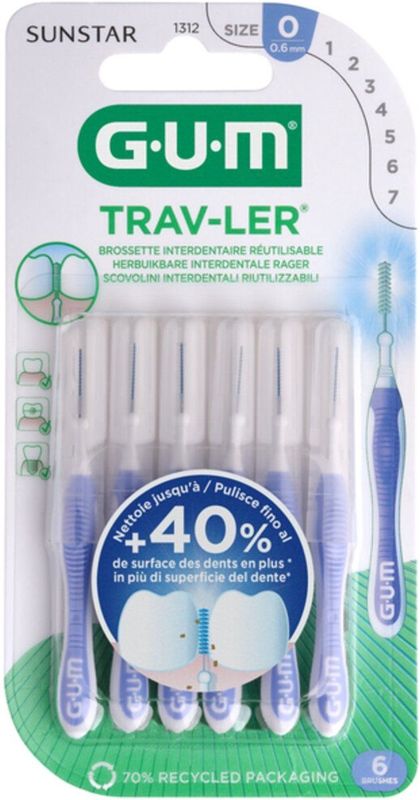 GUM - Trav-Ler - Ragers - Lavendel - 0.6 mm - 3 x 6 stuks - Voordeelverpakking