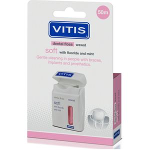 Vitis - Waxed Dental Floss - Roze - 50 Meter - Fluoride & Mint