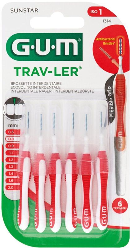 GUM - Trav-Ler Rager - Rood - 0.8 mm - Antibacterieel
