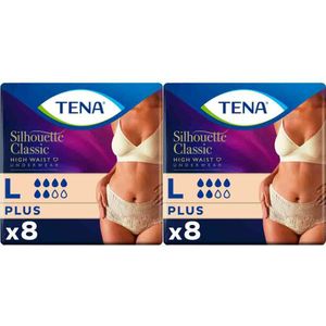 TENA - Silhouette Classic Plus - Incontinentieondergoed - Crème - Hoge Taille - 8 Stuks