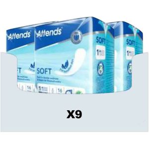 Attends - Soft Mini Long 1 - Inleggers - Voordeelverpakking - 9 x 16 stuks