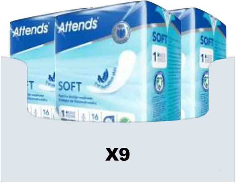 Attends - Soft Mini Long 1 - Inleggers - Voordeelverpakking - 9 x 16 stuks