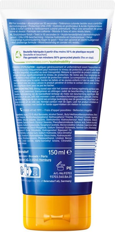 NIVEA - Sun Protect & Hydrate - Zonnecrème - Invisible Finish - SPF 50+ - 150 ml