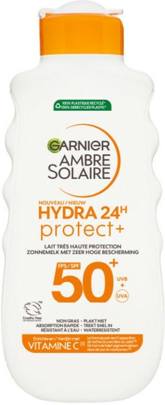 Garnier Ambre Solaire - Hydra 24 Protect - Zonnebrandmelk - SPF 50+ - 3 x 175 ml - Voordeelverpakking