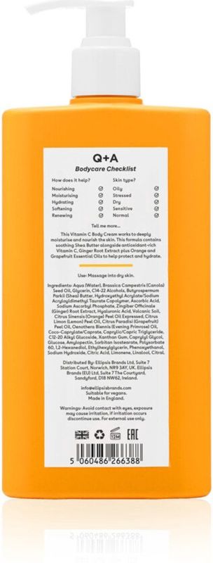 Q+A - Vitamin C Body Cream - 250 ml - Hydraterende Bodylotion