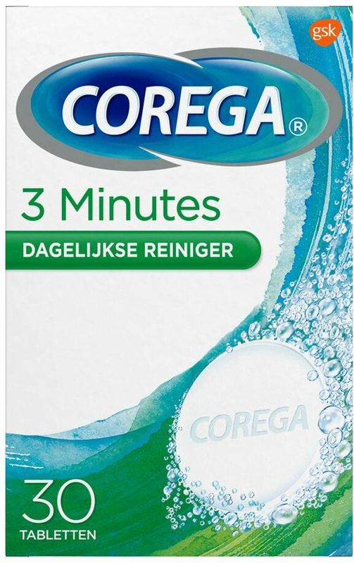 Corega - 3 Minuten Reinigingstabletten - Voor Gebitsprothese - 36 Stuks