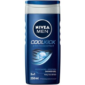 NIVEA Men - Cool Kick - Douchegel - 3 x 250 ml - Voordeelverpakking