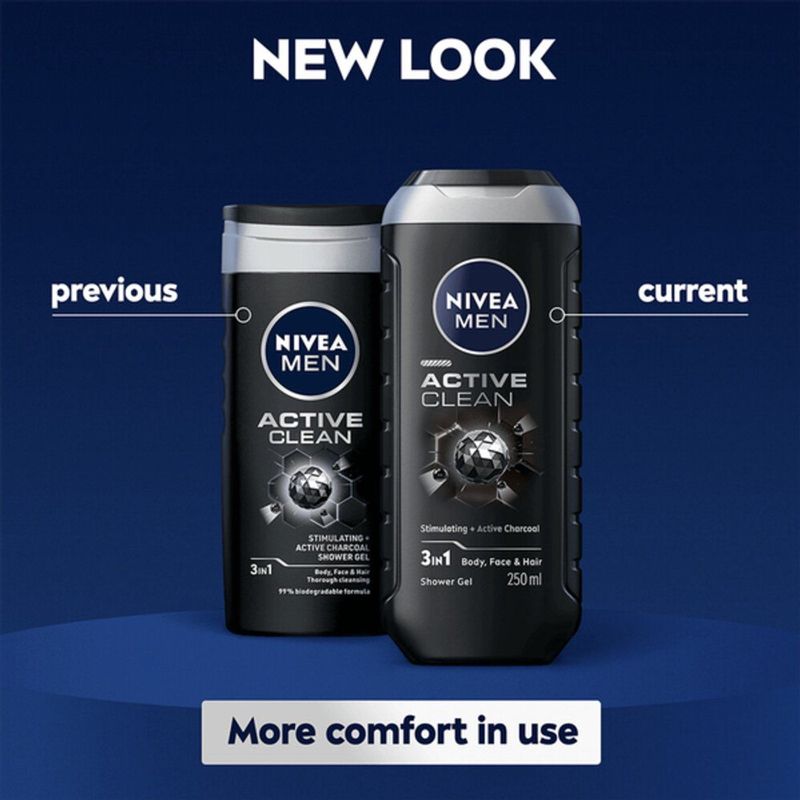 NIVEA Men - Active Clean - Douchegel - 3 x 250 ml - Voordeelverpakking