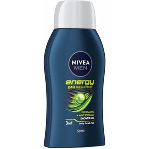 NIVEA Men - Douchegel Energy - Mini Reisformaat - 3 x 50 ml - Voordeelverpakking