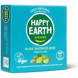 Happy Earth - Shower Bar - Cedar Lime - 90 gr - 100% Natuurlijke Ingrediënten