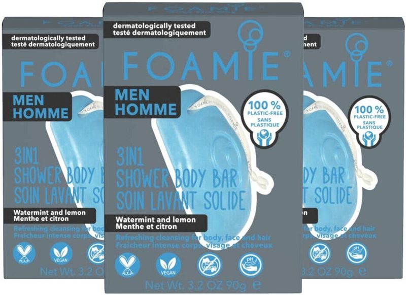 Foamie - 3-In-1 Bar - Watermint & Lemon - 90 gr - Douchegel
