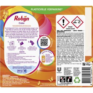 Robijn - Wasmiddeldoekjes Color - Voordeelverpakking - 5 x 16 stuks