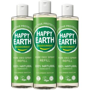 Happy Earth - Deodorant Spray Navulling - Cucumber Matcha - 300 ml
