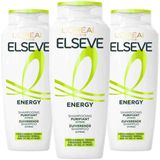L'Oréal - Elseve Energy - Shampoo - 3 x 250 ml - Voordeelverpakking