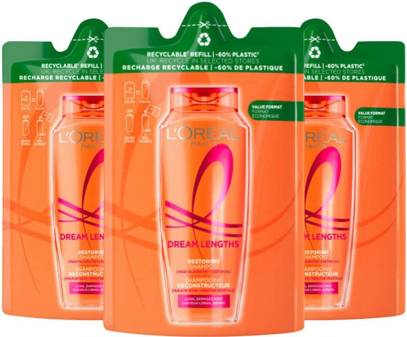 L'Oréal - Elvive Dream Lengths - Shampoo - 3 x 250 ml - Voordeelverpakking