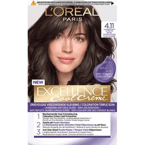 L'Oréal - Excellence Cool Crème - Permanente Crèmekleuring - 4.11 - Ultra As Middenbruin - 3x