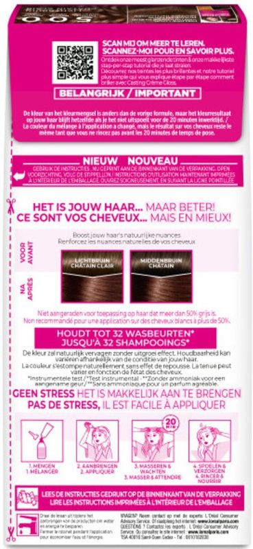 L'Oréal - Casting Crème Gloss - Semi-Permanente Haarkleuring - Lichtbruin - 2 x Voordeelverpakking