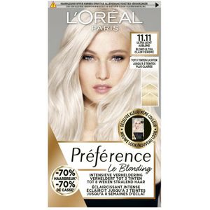 L'Oréal - Préférence 11.11 Helsinki - Permanente Haarkleuring - Ultra Licht Asblond - 3x
