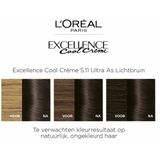 L'Oréal - Excellence Cool Crème - Permanente Crèmekleuring - Ultra As Lichtbruin - 2 x Voordeelverpakking