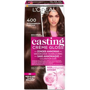L'Oréal - Casting Crème Gloss - Semi-Permanente Haarkleuring - 400 Middenbruin - 3x