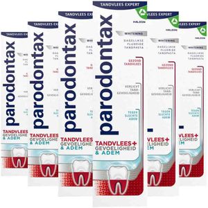 Parodontax - Tandvlees + Gevoeligheid & Adem Whitening - Tandpasta - 6x 75 ml