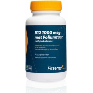 Fittergy - Supplements B12 1000mcg - Met Foliumzuur - 90 Zuigtabletten