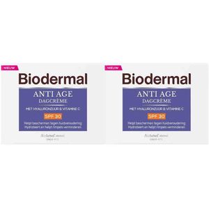 Biodermal - Dagcrème Anti Age SPF30 - 2 x 50 ml - Voordeelverpakking