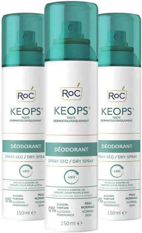 RoC - Keops - Deodorant Spray - 3 x 150 ml - Voordeelverpakking