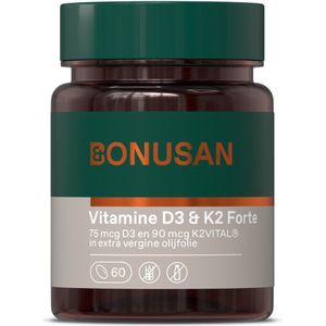 Bonusan - Vitamine D3 & K2 - 60 Softgels - Hoog Gedoseerd - Synergetische Combinatie