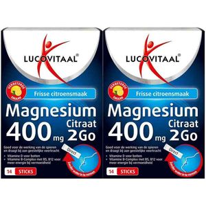 Lucovitaal - Magnesium 400 mg 2Go - Poedersticks - Citroensmaak - 14 Sachets