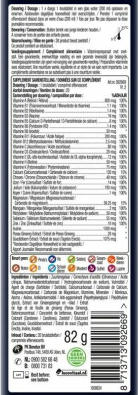 Lucovitaal - Multi 65+ - Bruistabletten - Mangosmaak - 2 x 20 bruistabletten - Voordeelverpakking