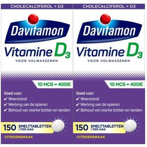 Davitamon - Vitamine D - 10 MCG - 150 Smelttabletten - Citroensmaak