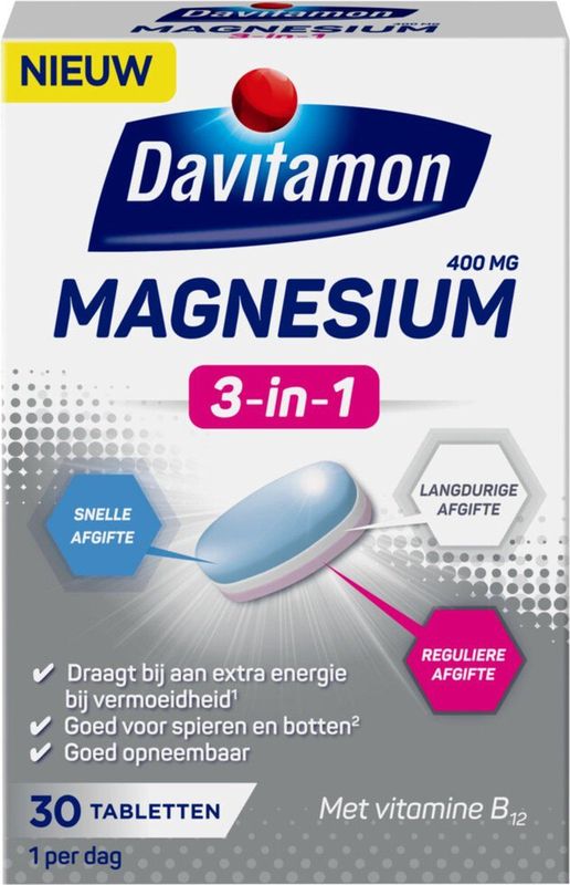Davitamon - Magnesium 3 in 1 - Voordeelverpakking - 4 x 30 Tabletten