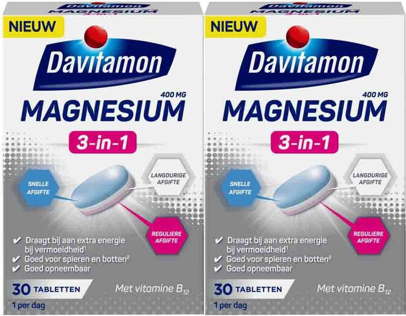Davitamon - Magnesium 3 in 1 - Voordeelverpakking - 2 x 30 Tabletten