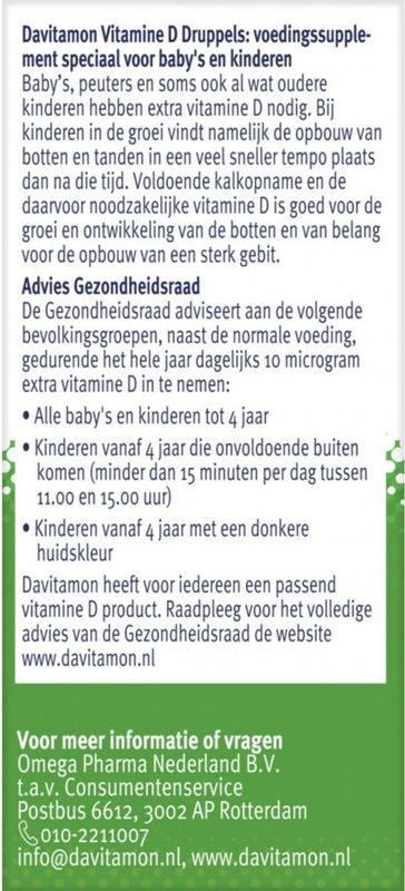 Davitamon - Vitamine D - Druppels - 100% Natuurlijk - 25 ml - Suikervrij