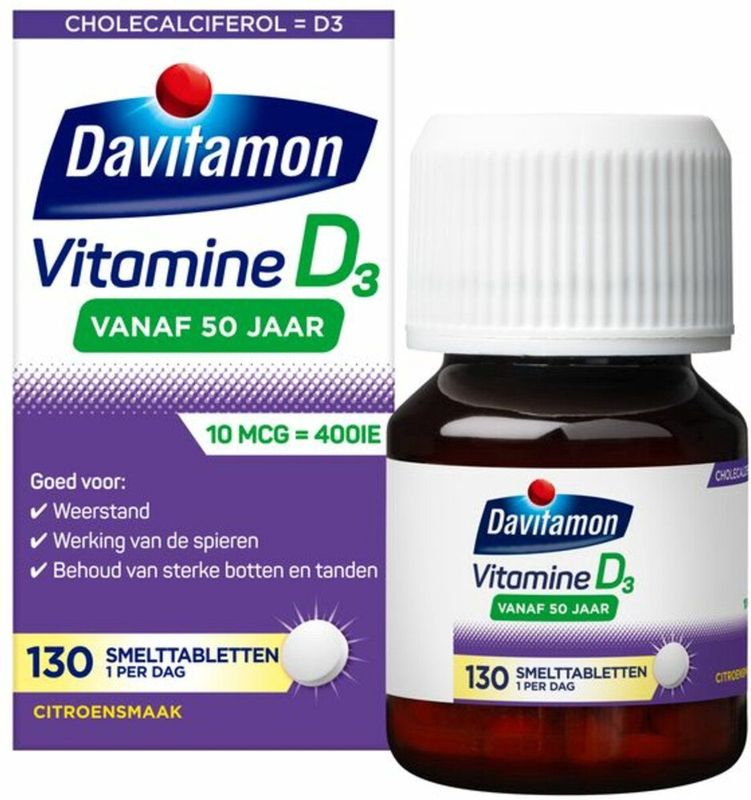 Davitamon - Vitamine D3 - 130 Smelttabletten - Voor 50 Jaar en Ouder