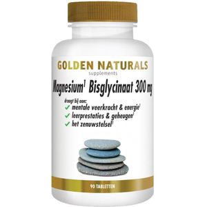 Golden Naturals - Magnesium Bisglycinaat - 300mg - Vegan - 90 Tabletten
