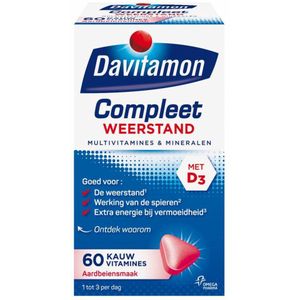 Davitamon Compleet - Kauwvitamines - Aardbei - 60 Kauwtabletten