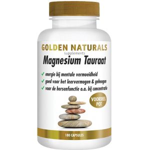 Golden Naturals - Magnesium Tauraat - 180 Vegacapsules
