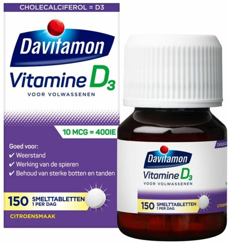 Davitamon - Vitamine D - 10 MCG - 150 Smelttabletten - Citroensmaak