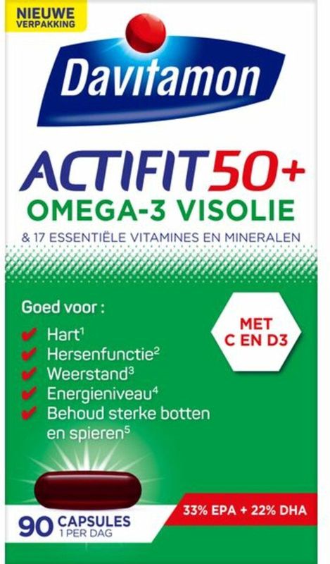 Davitamon - Actifit 50+ - Omega-3 Visolie - 4 x 90 Capsules - Voordeelverpakking