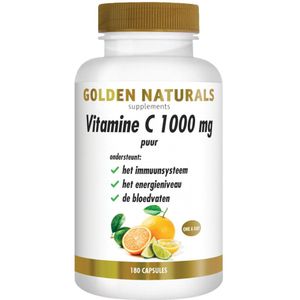 Golden Naturals - Vitamine C Puur - 1000mg - 180 Vegacapsules